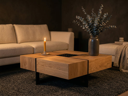Cache Coffee Table contemporary style in warm minimalist living room