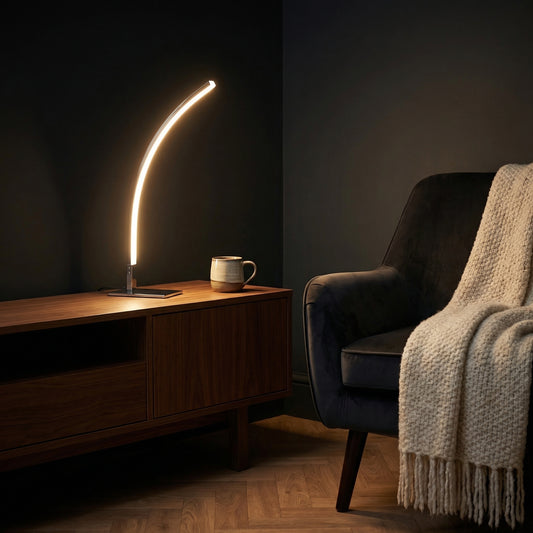 Dusklight Crescent Table Lamp sculptural crescent moon LED design