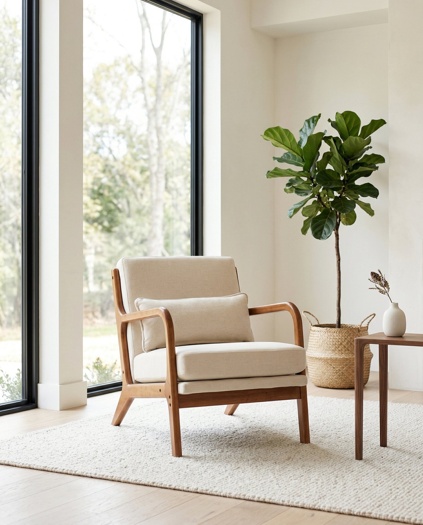 Dusklight Repose Accent Chair in warm minimalist living room