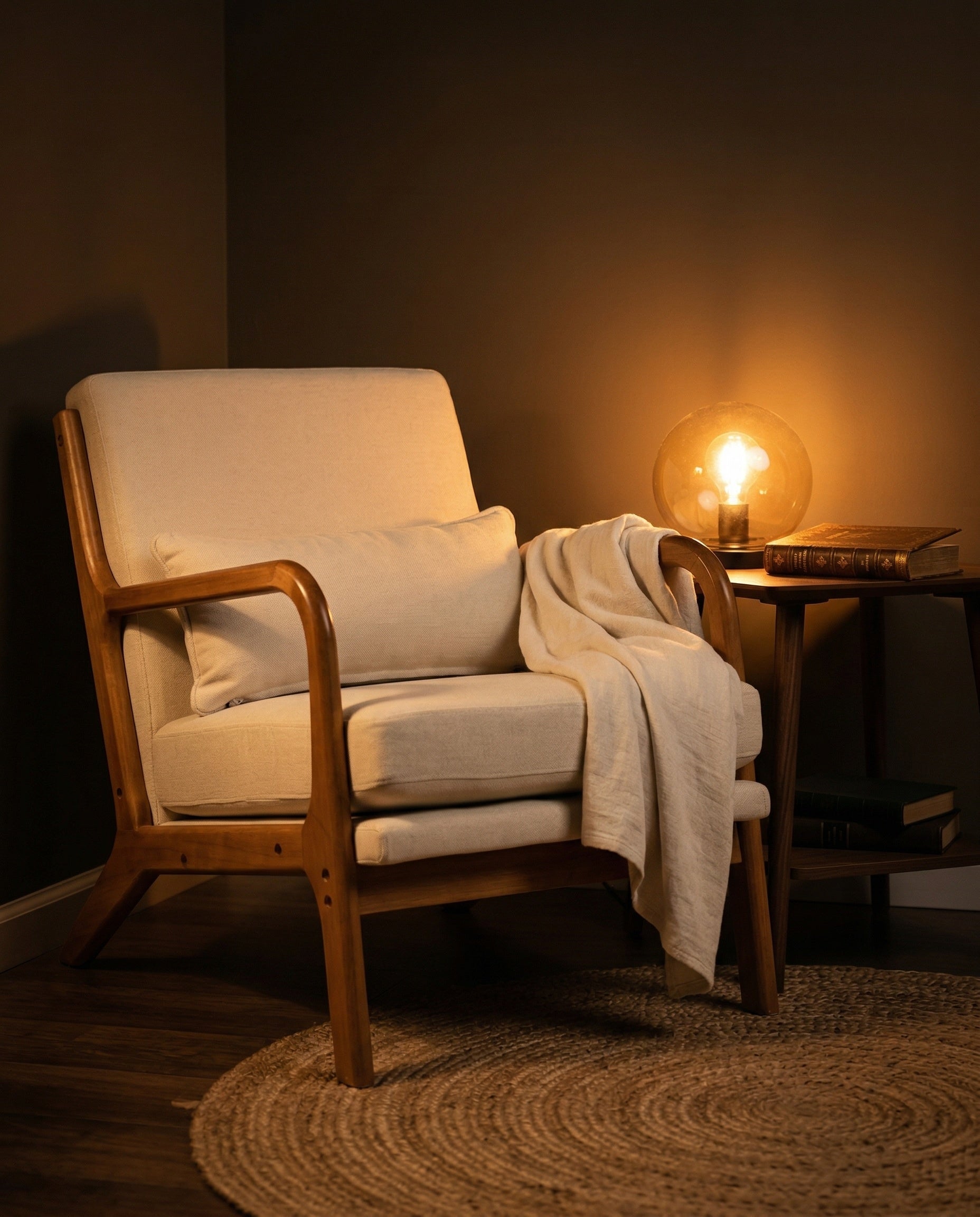 Dusklight Repose Accent Chair styled with warm neutral decor