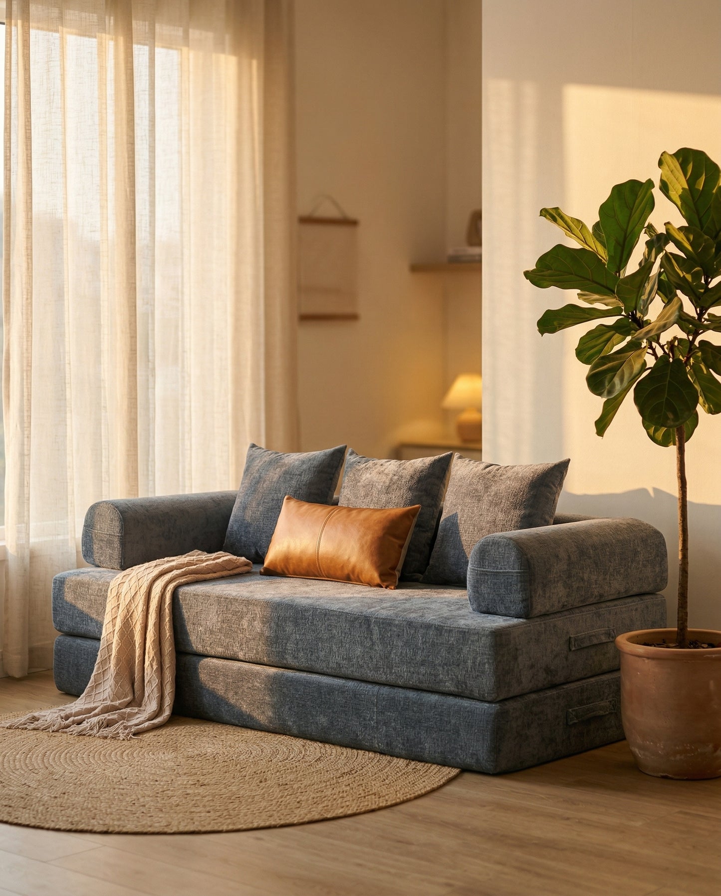 Dusklight Tide Floor Sofa in warm minimalist living space