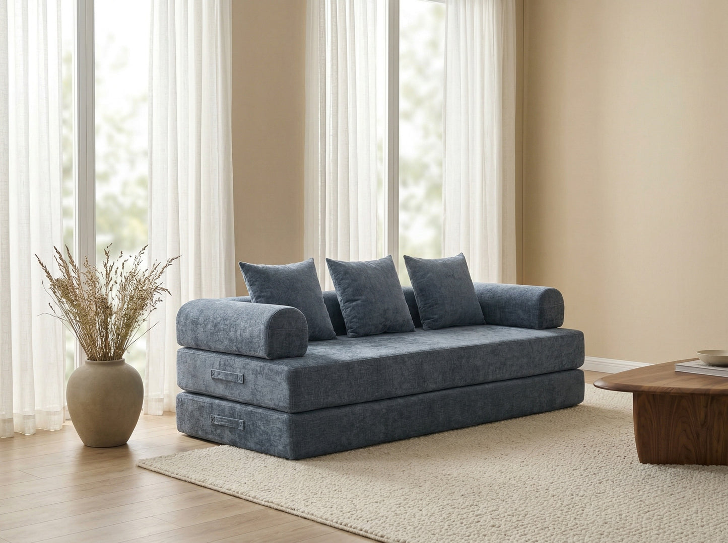 Tide Floor Sofa casual modern low seating in styled warm interior