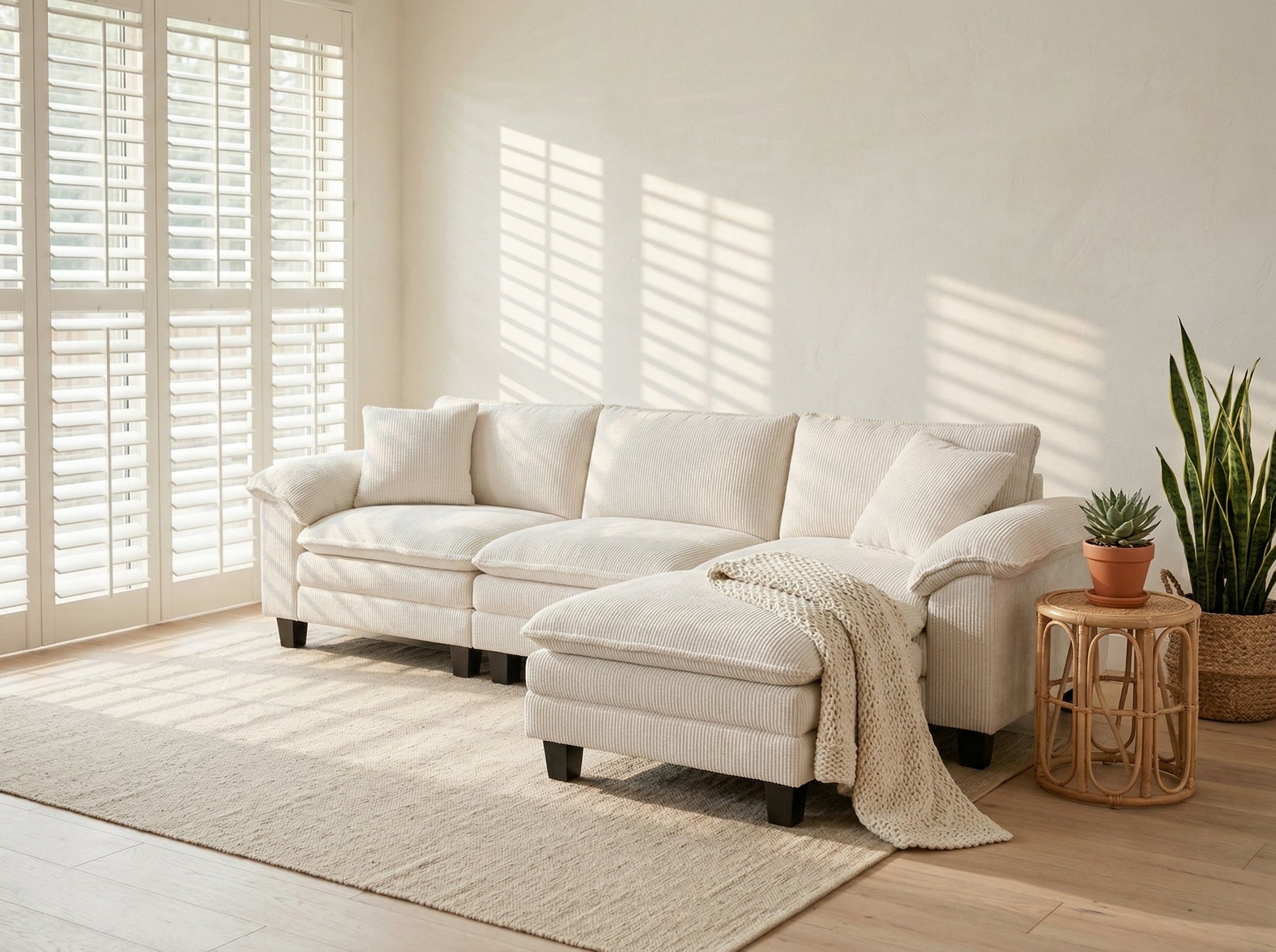 Harbor Sectional in coastal morning bright living room