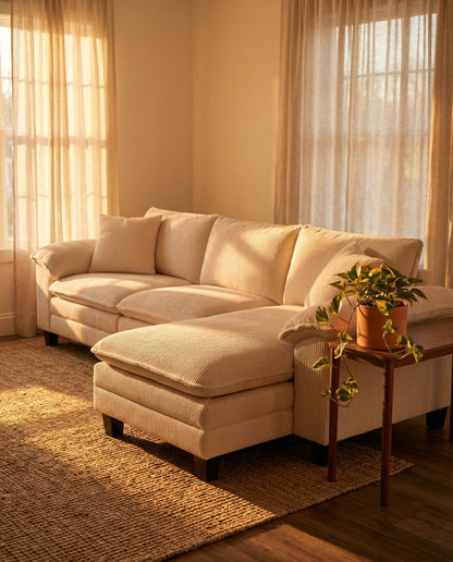 Harbor Sectional in warm golden hour living room