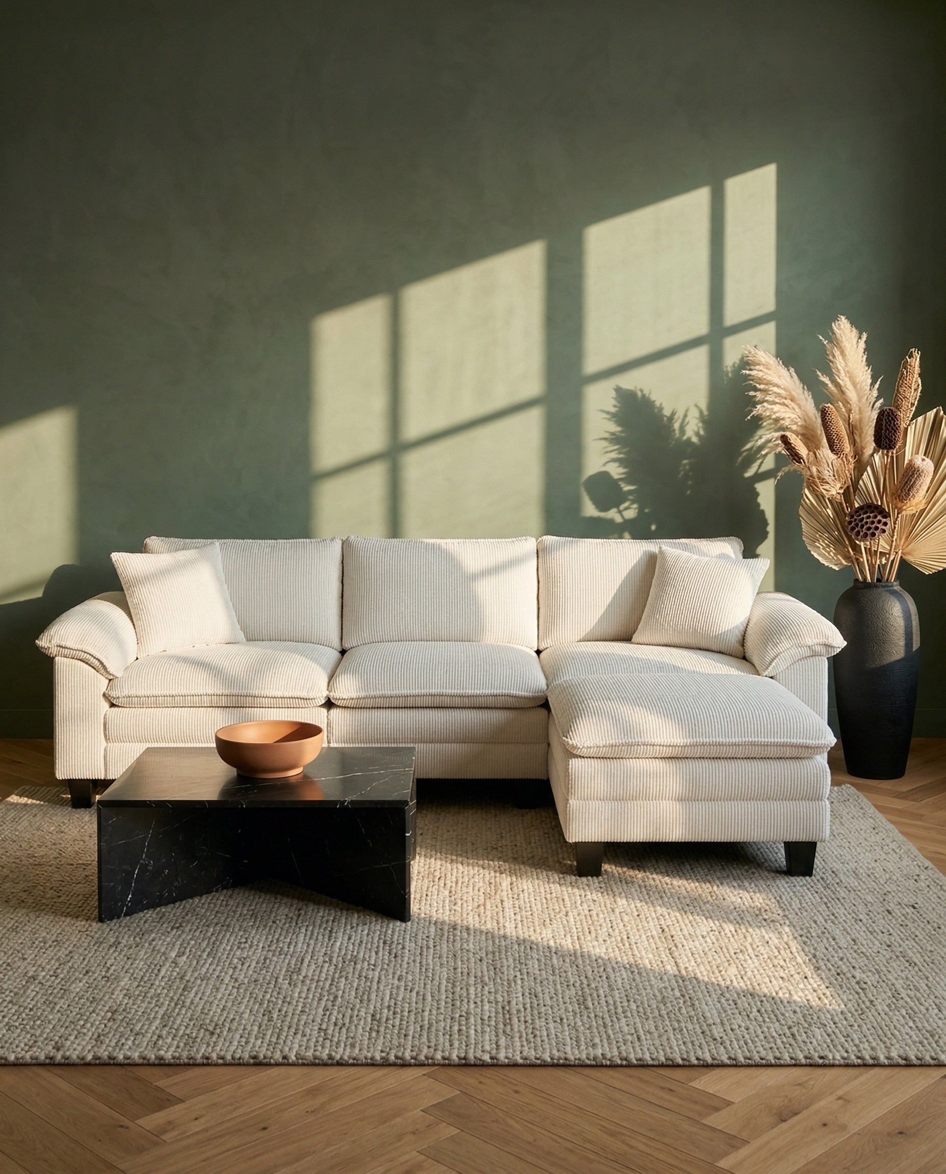 Harbor Sectional against sage wall in contemporary room