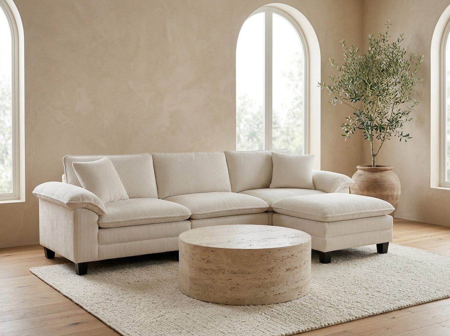 Harbor Sectional in travertine gallery modern interior