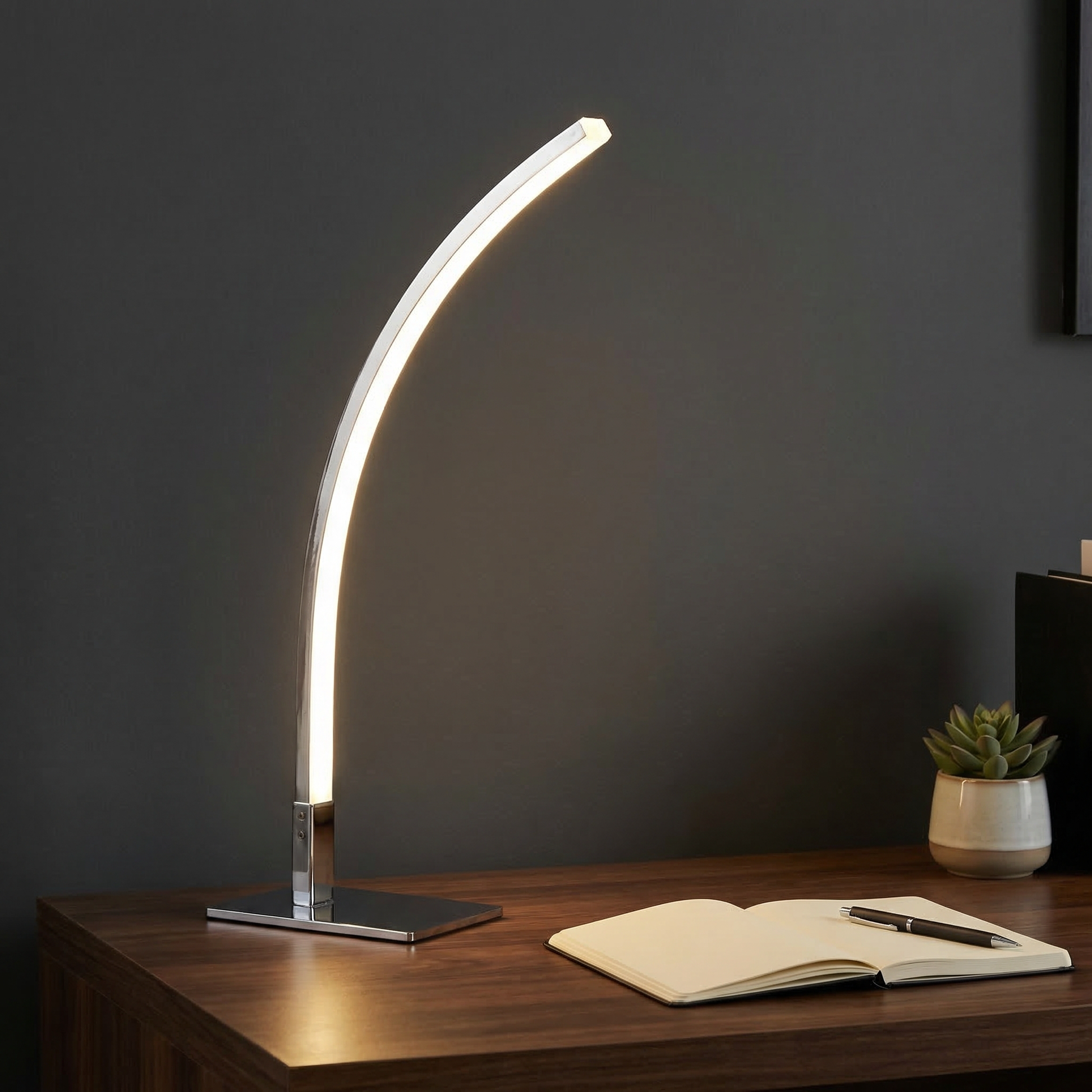 Crescent Table Lamp modern moon-shaped ambient light on dark background