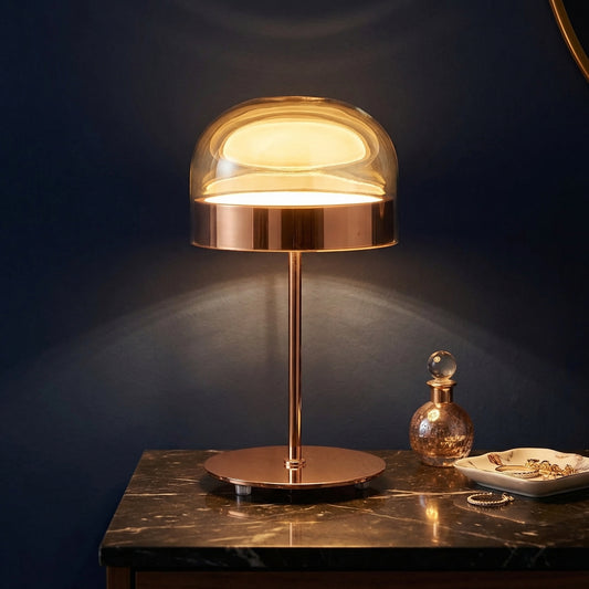 Amara Table Lamp side profile showing champagne glass shade