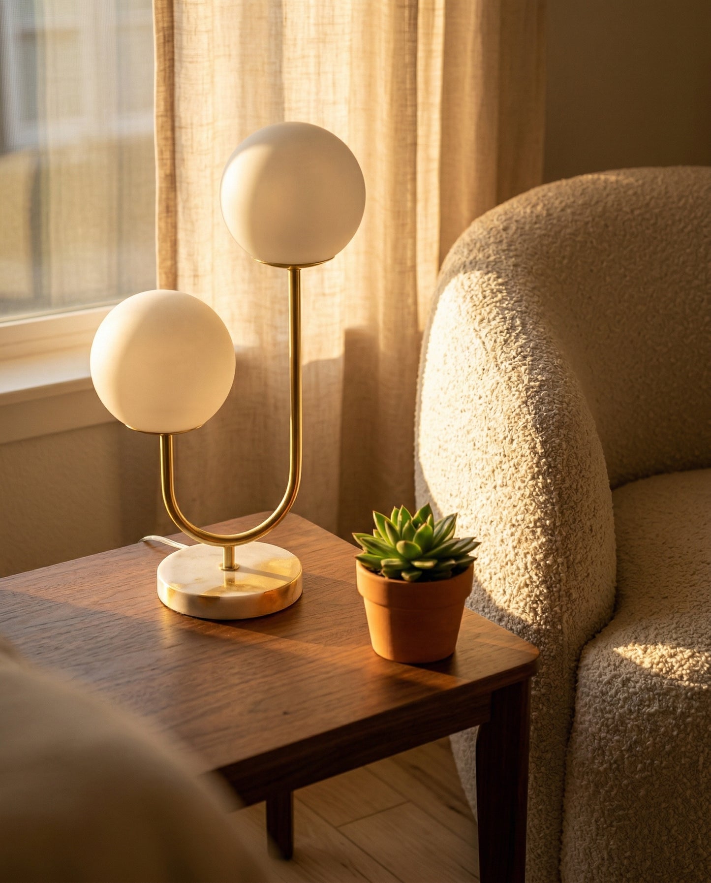 Dusklight Duet Table Lamp in warm minimalist interior setting