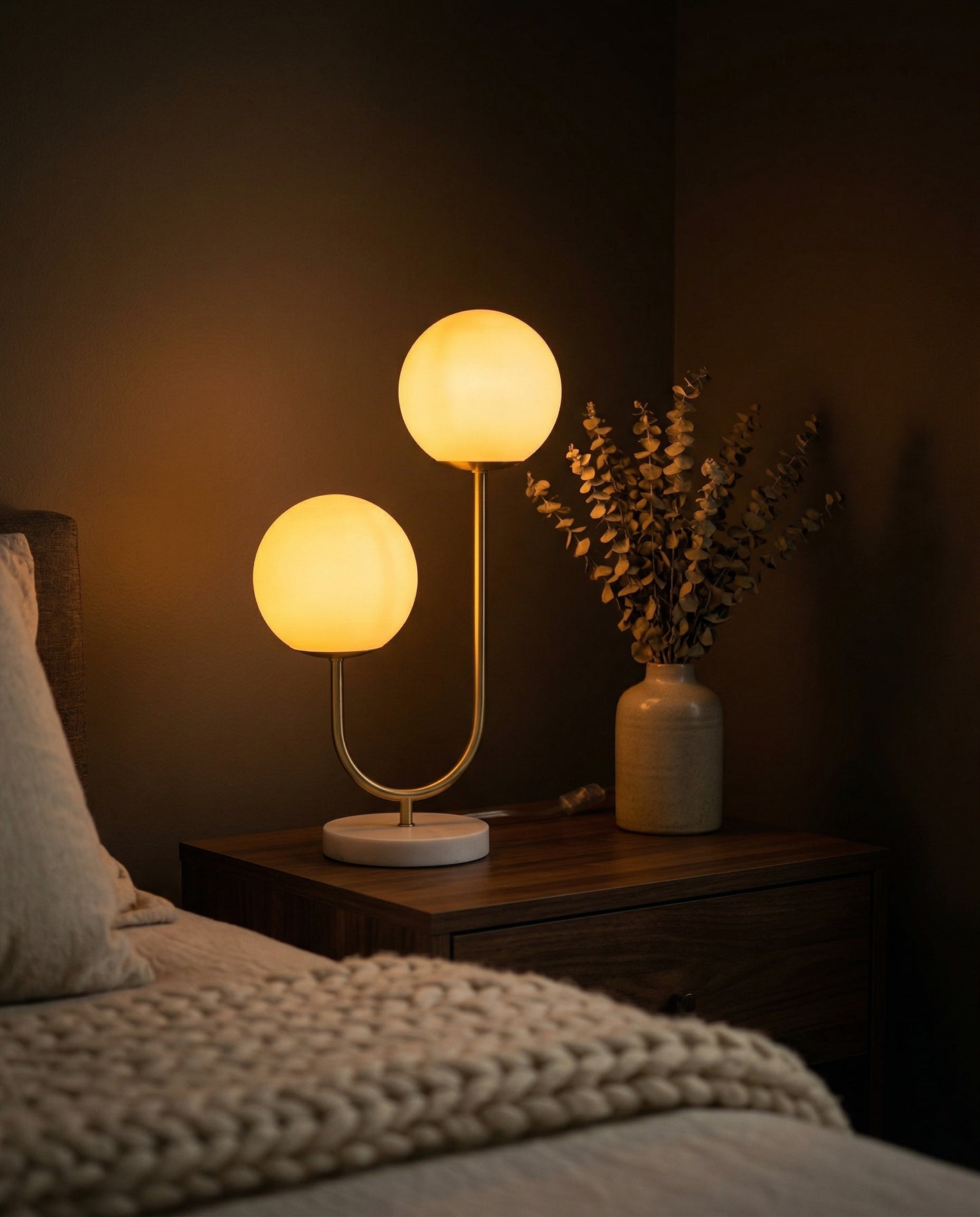 Duet Table Lamp contemporary dual-light design on styled surface
