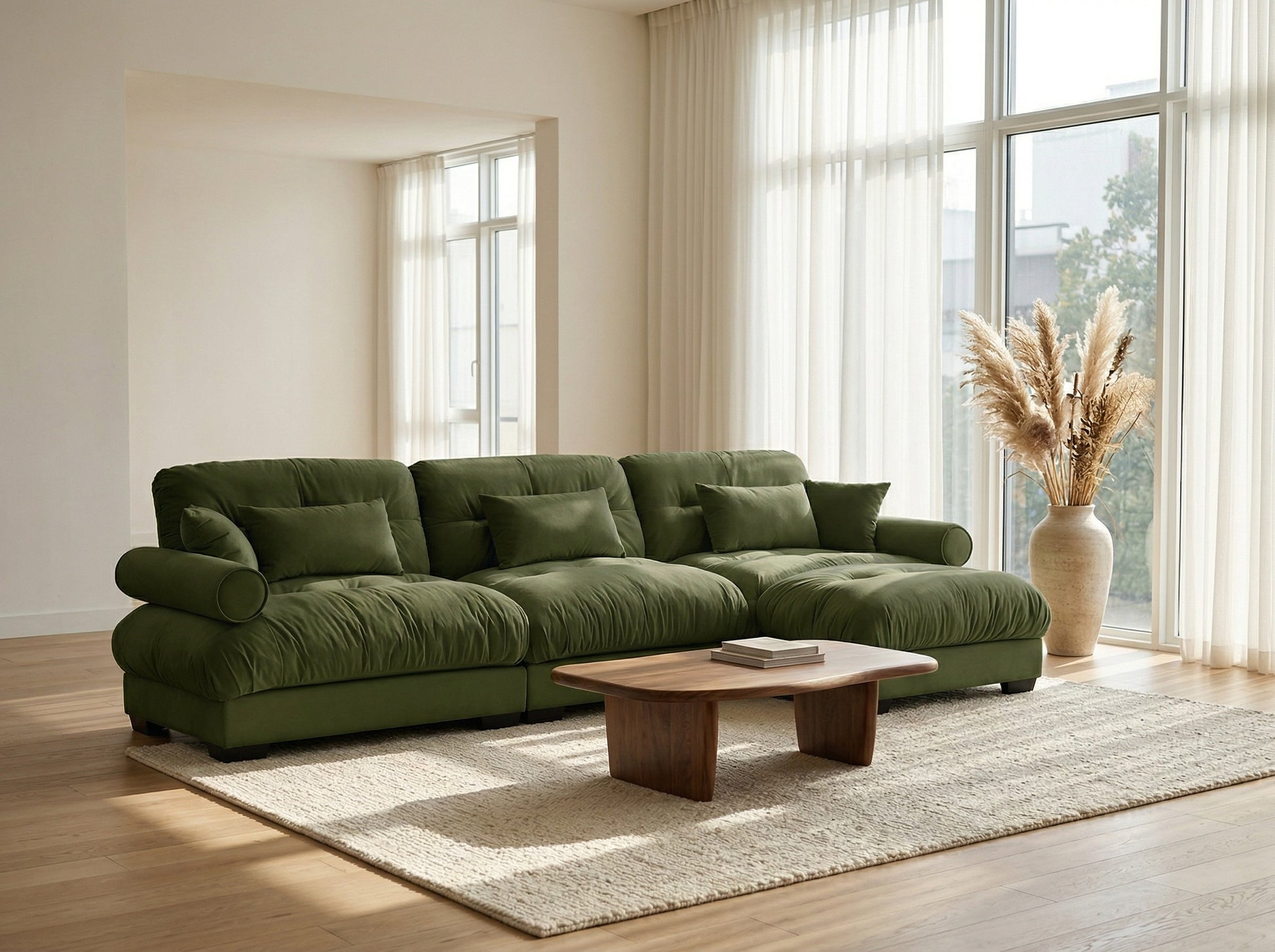 Dusklight Solace Sectional in ambient interior with warm lighting