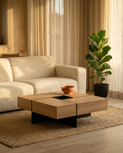Cache Coffee Table modern functional design in warm contemporary room