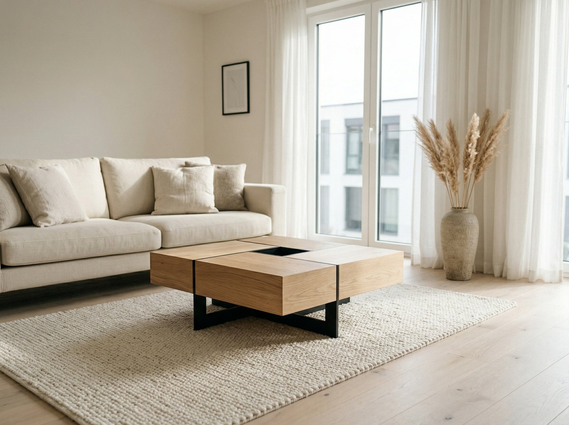 Dusklight Cache Coffee Table in warm living space with neutral decor