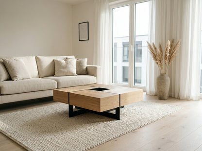 Dusklight Cache Coffee Table in warm living space with neutral decor