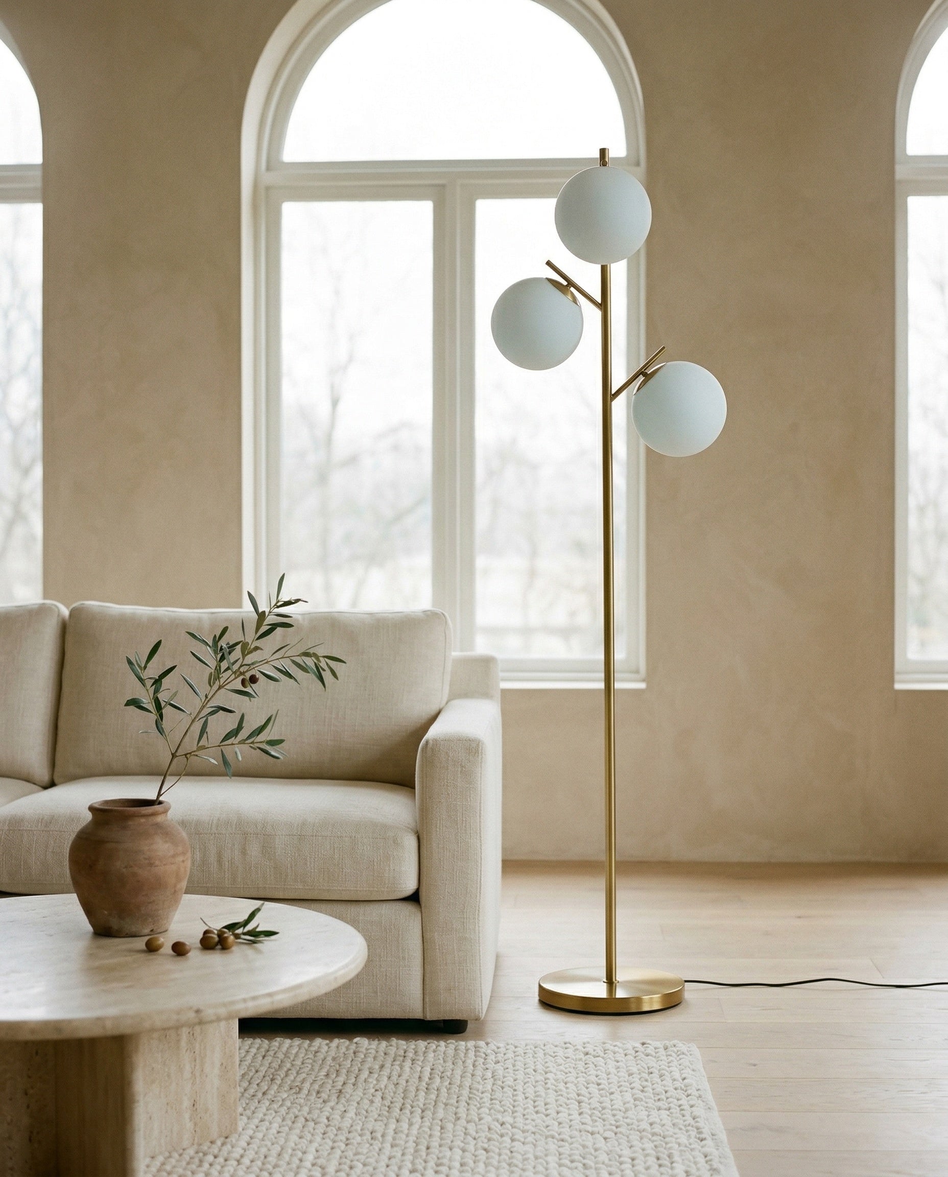 Dusklight Tryst Floor Lamp in warm minimalist living room