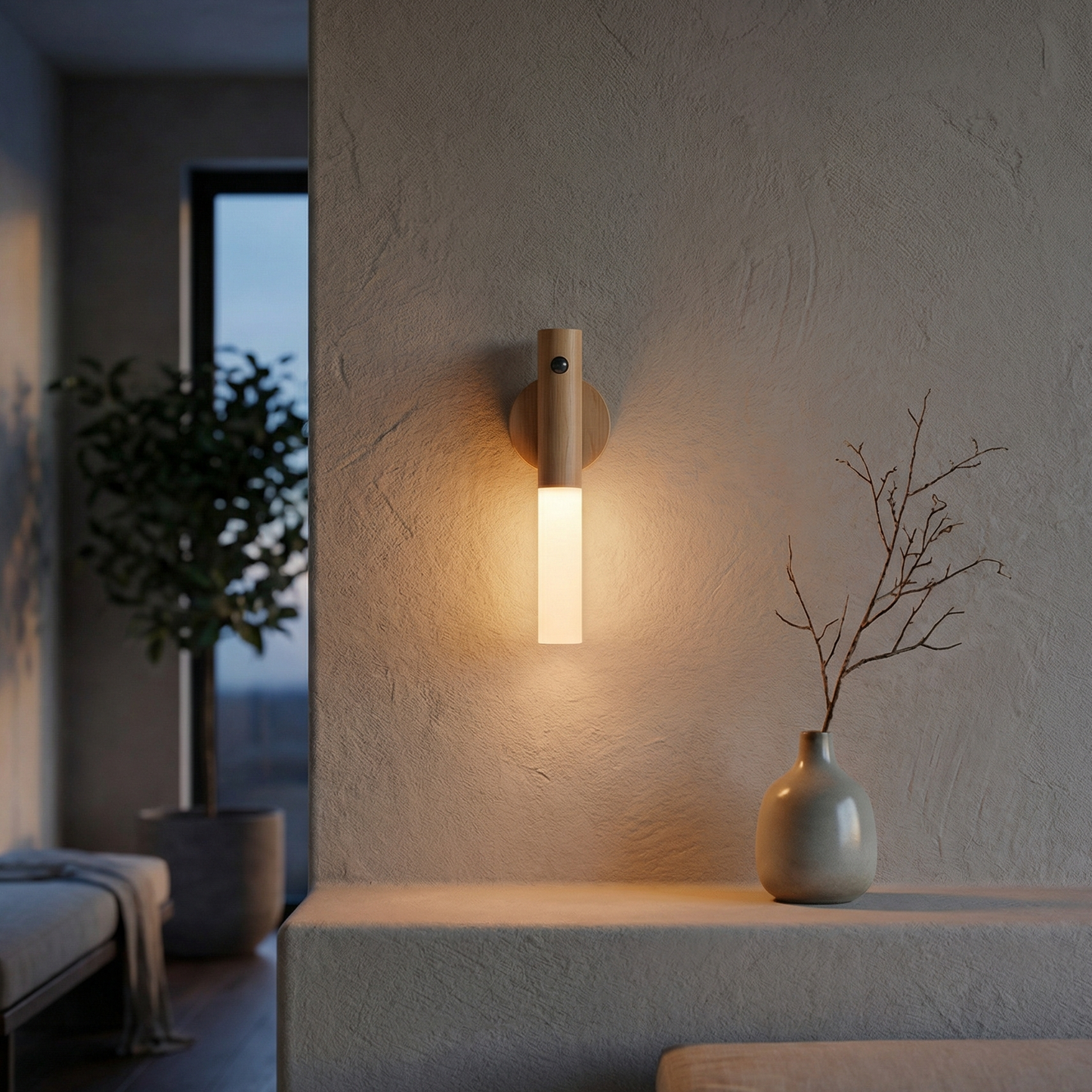 Dusklight Lumis | Walnut Motion Sensor Night Light — Magnetic & Rechargeable