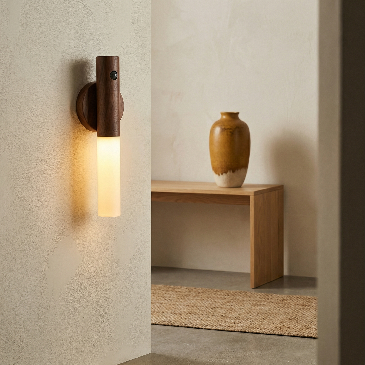 Dusklight Lumis | Walnut Motion Sensor Night Light — Magnetic & Rechargeable