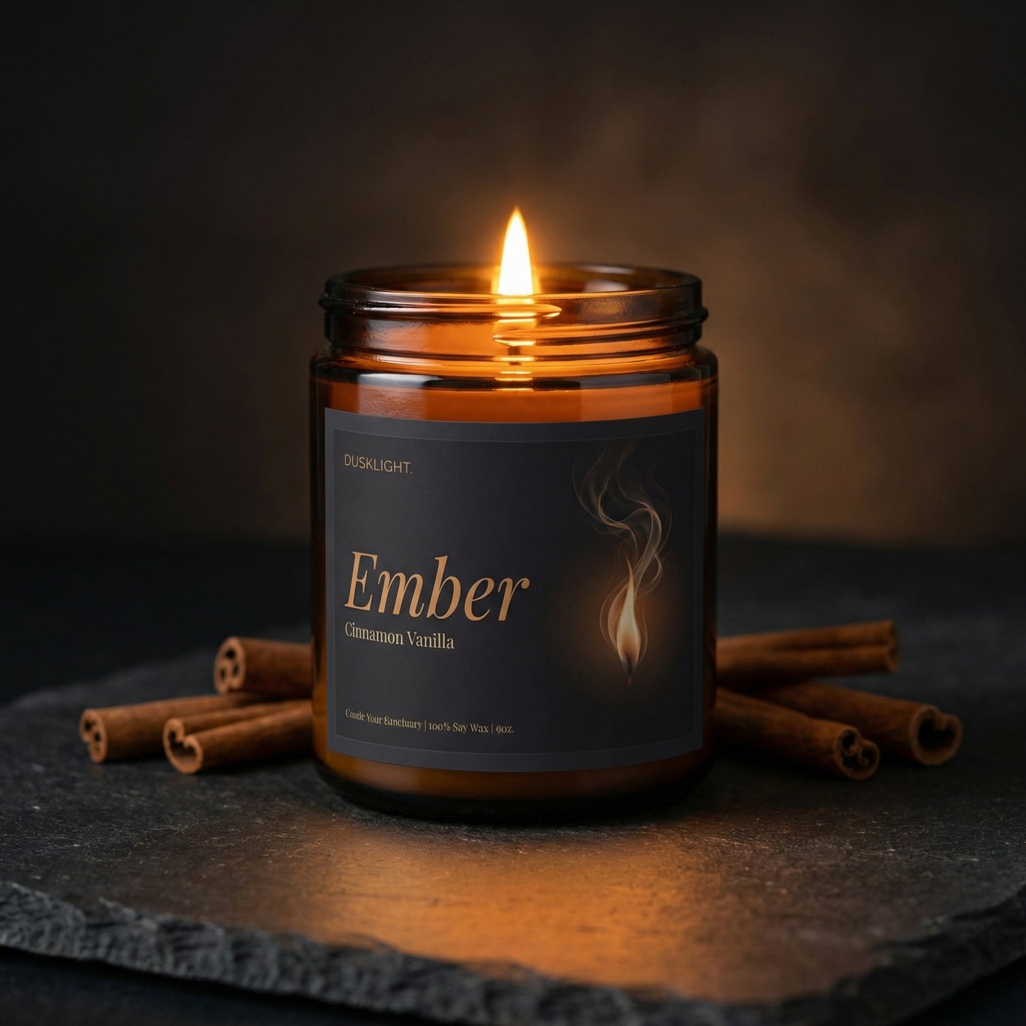 Dusklight Ember | Cinnamon Vanilla Scented Soy Candle