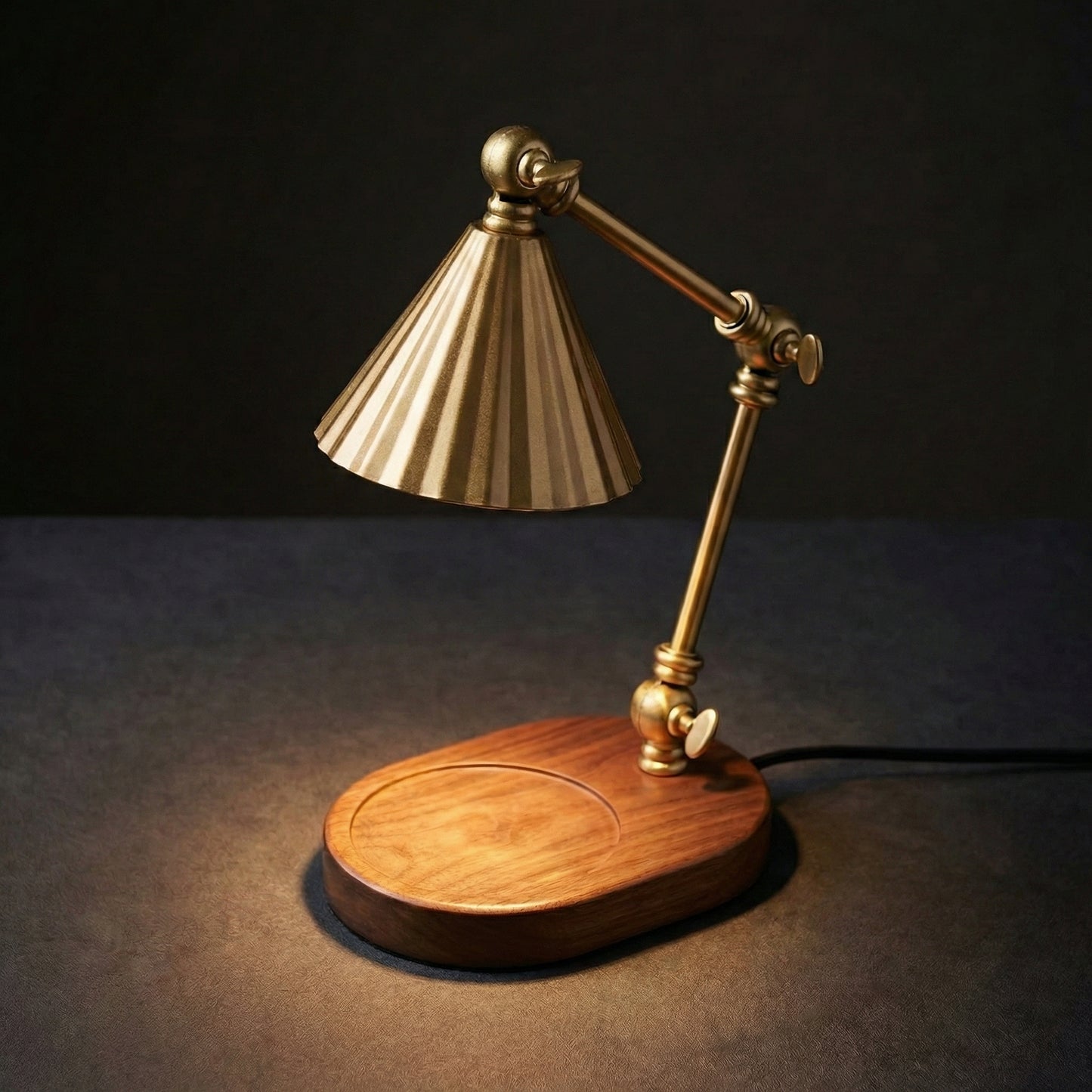 Hearthlight candle warmer lamp side profile view with warm ambient glow