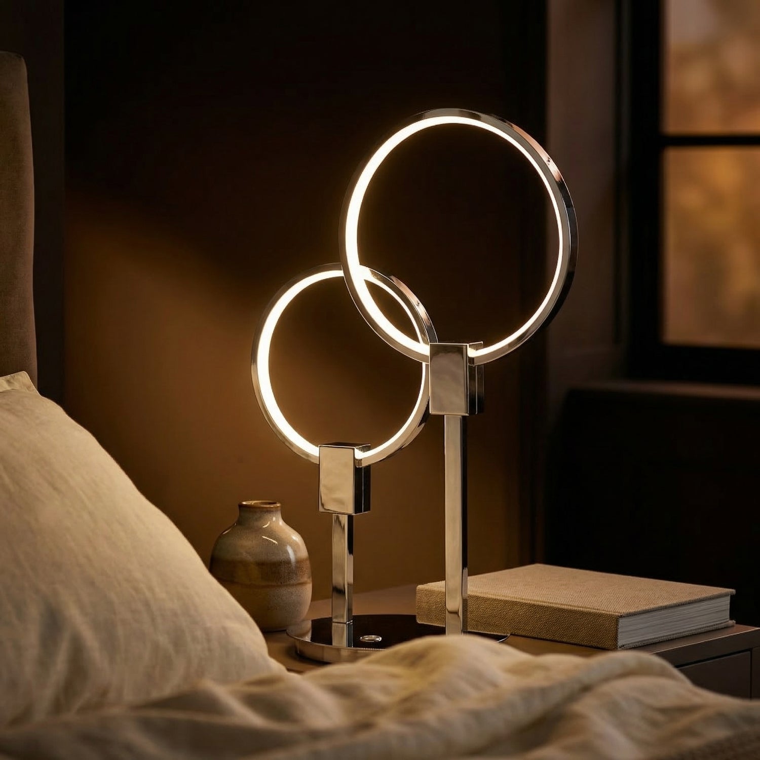 Dusklight Halo Alto Table Lamp tall circular LED ring on elegant base