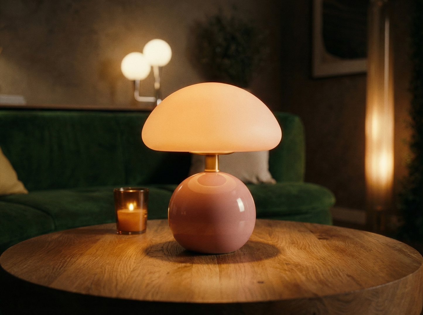 Mushroom Lamp portable rechargeable ambient light in warm tones