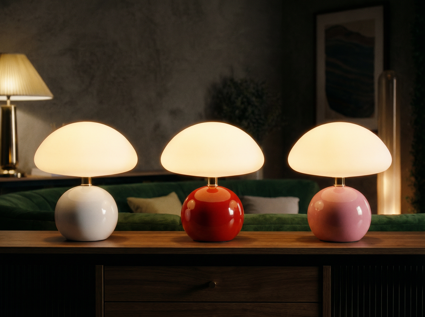 Mushroom Lamp cordless rechargeable LED table light with touch dimmer